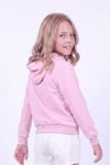 Kız Çocuk Baskılı Kanguru Cepli Uzun Kollu Kapüşonlu Sweatshirt