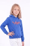 Kız Çocuk Baskılı Kanguru Cepli Uzun Kollu Kapüşonlu Sweatshirt