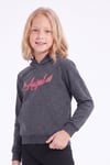 Kız Çocuk Baskılı Kanguru Cepli Uzun Kollu Kapüşonlu Sweatshirt