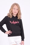 Kız Çocuk Baskılı Kanguru Cepli Uzun Kollu Kapüşonlu Sweatshirt