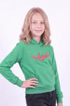 Kız Çocuk Baskılı Kanguru Cepli Uzun Kollu Kapüşonlu Sweatshirt
