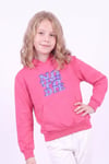 Kız Çocuk Baskılı Kanguru Cepli Uzun Kollu Kapüşonlu Sweatshirt