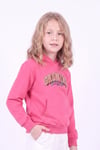 Kız Çocuk Baskılı Kanguru Cepli Uzun Kollu Kapüşonlu Sweatshirt