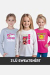 KIZ ÇOCUK BİSİKLET YAKA 3'LÜ BASİC SWEATSHİRT