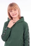 Kız Çocuk Kapüşonlu Kanguru Cepli Şerit Detaylı Sweatshirt