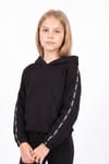 Kız Çocuk Kapüşonlu Kanguru Cepli Şerit Detaylı Sweatshirt