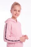 Kız Çocuk Kapüşonlu Kanguru Cepli Şerit Detaylı Sweatshirt