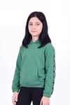 Kız Çocuk Kapüşonlu Kanguru Cepli Şerit Detaylı Sweatshirt
