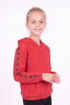 Kız Çocuk Kapüşonlu Kanguru Cepli Şerit Detaylı Sweatshirt