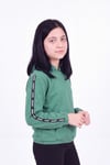 Kız Çocuk Kapüşonlu Kanguru Cepli Şerit Detaylı Sweatshirt