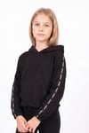 Kız Çocuk Kapüşonlu Kanguru Cepli Şerit Detaylı Sweatshirt