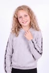 Kız Çocuk Kapüşonlu Kanguru Cepli Şerit Detaylı Sweatshirt
