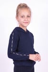 Kız Çocuk Kapüşonlu Kanguru Cepli Şerit Detaylı Sweatshirt
