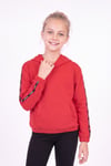 Kız Çocuk Kapüşonlu Kanguru Cepli Şerit Detaylı Sweatshirt