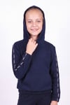 Kız Çocuk Kapüşonlu Kanguru Cepli Şerit Detaylı Sweatshirt