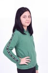 Kız Çocuk Kapüşonlu Kanguru Cepli Şerit Detaylı Sweatshirt