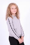 Kız Çocuk Kapüşonlu Kanguru Cepli Şerit Detaylı Sweatshirt
