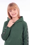 Kız Çocuk Kapüşonlu Kanguru Cepli Şerit Detaylı Sweatshirt