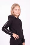 Kız Çocuk Kapüşonlu Kanguru Cepli Şerit Detaylı Sweatshirt