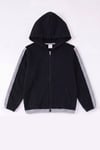 Kız Çocuk Şerit Detaylı Fermuarlı Kapüşonlu Sweatshirt