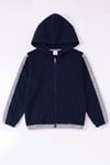 Kız Çocuk Şerit Detaylı Fermuarlı Kapüşonlu Sweatshirt