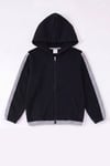 Kız Çocuk Şerit Detaylı Fermuarlı Kapüşonlu Sweatshirt