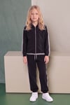 Kız Çocuk Şerit Detaylı Fermuarlı Kapüşonlu Çift Cepli Eşofman Takımı