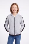 Kız Çocuk Şerit Detaylı Fermuarlı Kapüşonlu Sweatshirt