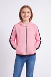 Kız Çocuk Şerit Detaylı Fermuarlı Kapüşonlu Sweatshirt