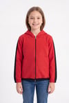 Kız Çocuk Şerit Detaylı Fermuarlı Kapüşonlu Sweatshirt
