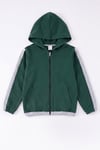 Kız Çocuk Şerit Detaylı Fermuarlı Kapüşonlu Sweatshirt