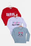 Kız Çocuk Uzun Kol Basic 3'lü Sweatshirt