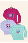 Kız Çocuk Uzun Kol Basic 3'lü Sweatshirt