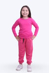 Kız Çocuk Yuvarlak Yaka Düz Baskısız Alt-üst Pijama Takimi