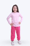 Kız Çocuk Yuvarlak Yaka Düz Baskısız Alt-üst Pijama Takimi