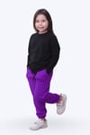 Kız Çocuk Yuvarlak Yaka Düz Baskısız Alt-üst Pijama Takimi