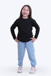 Kız Çocuk Yuvarlak Yaka Düz Baskısız Alt-üst Pijama Takimi