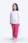 Kız Çocuk Yuvarlak Yaka Düz Baskısız Alt-üst Pijama Takimi
