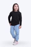 Kız Çocuk Yuvarlak Yaka Düz Baskısız Alt-üst Pijama Takimi