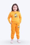 Kız Çocuk Yuvarlak Yaka Kedi Baski Detayli Alt-üst Pijama Takimi