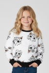 Sıfır Yaka Kedi Desenli Kız Çocuk Sweatshirt