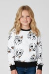 Sıfır Yaka Kedi Desenli Kız Çocuk Sweatshirt