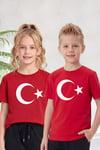 Tekli Atatürk, İmza ve Bayrak Baskı Temalı Kısa Kollu Unisex Çocuk Tişört