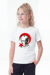 Tekli Atatürk, İmza ve Bayrak Baskı Temalı Kısa Kollu Unisex Çocuk Tişört