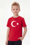 Tekli Atatürk, İmza ve Bayrak Baskı Temalı Kısa Kollu Unisex Çocuk Tişört