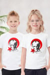 Tekli Atatürk, İmza ve Bayrak Baskı Temalı Kısa Kollu Unisex Çocuk Tişört