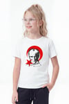 Tekli Atatürk, İmza ve Bayrak Baskı Temalı Kısa Kollu Unisex Çocuk Tişört