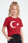Tekli Atatürk, İmza ve Bayrak Baskı Temalı Kısa Kollu Unisex Çocuk Tişört