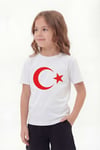 Tekli Atatürk, Kocatepe ve Bayrak Baskı Temalı Kısa Kollu Unisex Çocuk Tişört