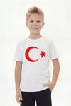 Tekli Atatürk, Kocatepe ve Bayrak Baskı Temalı Kısa Kollu Unisex Çocuk Tişört